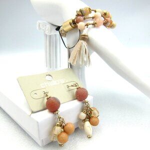 Chico's Earrings Dangle Drop and Bracelet Set NWT Coastal Boho Casual Pastel